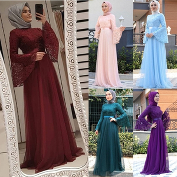 Beaded A Line Chiffon Muslim Evening Gowns With High Collar And Long  Sleeves Perfect For Muslim Womens Formal Events, Parties, And Arabic Dubai  Occasions From Wevens, $129.2 | DHgate.Com